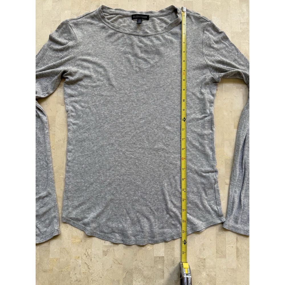 Eileen Fisher Long Sleeve Tshirt Women's Gray Tencel Ribbed Quiet‎ Luxury XXS - Picture 4 of 7